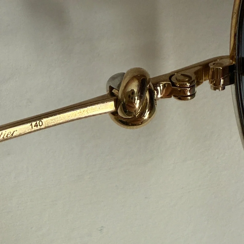 New Cartier CT0360S 001 gold/Silver grey blue sunglasses round classic (no case)